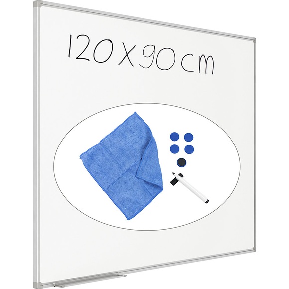 EUROKRAFTbasic Whiteboard-Sets inkl. Zubehör, Stahlblech, lackiert, BxH 1200 x 900 mm