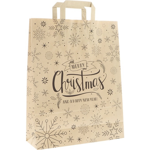 Weihnachts-Papiertragetasche Merry Christmas, VE 250 Stk, Innenmaße 320 x 110 x 400 mm