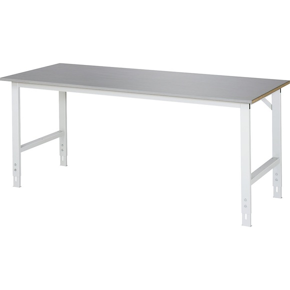 RAU Arbeitstisch, höhenverstellbar, 760 - 1080 mm, Edelstahl-Platte, BxT 2000 x 800 mm