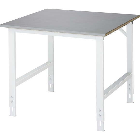 RAU Arbeitstisch, höhenverstellbar, 760 - 1080 mm, Edelstahl-Platte, BxT 1000 x 1000 mm