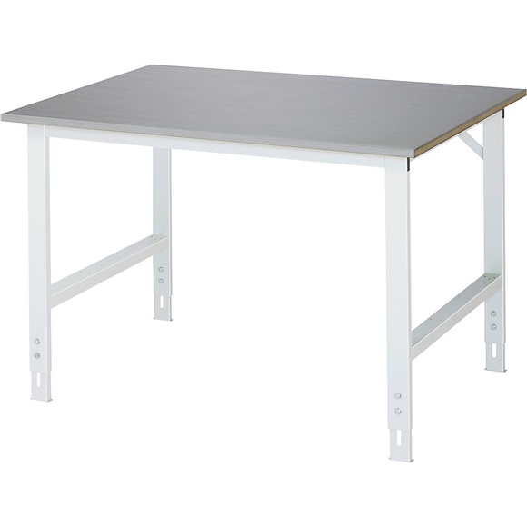 RAU Arbeitstisch, höhenverstellbar, 760 - 1080 mm, Edelstahl-Platte, BxT 1250 x 1000 mm