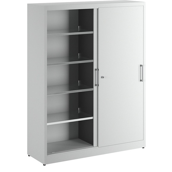 EUROKRAFTbasic Schiebetürenschrank, Stahlkorpus, HxBxT 1950 x 1000 x 500 mm, grau
