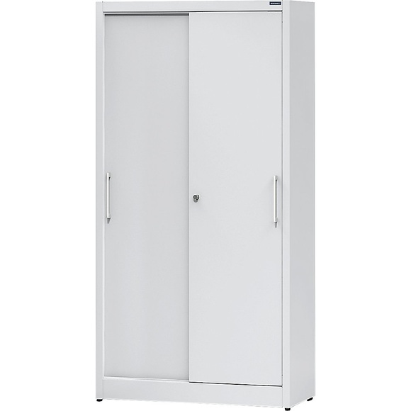EUROKRAFTbasic Schiebetürenschrank, Stahlkorpus, HxBxT 1950 x 1000 x 500 mm, grau