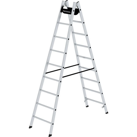 Sicherheits-Sprossenleiter, beidseitig begehbar Sprossen 30 x 30 mm, rutschsicher 2 x 9 Sprossen