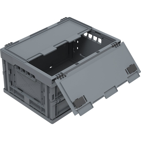 Faltbox aus recyceltem Regenerat, mit Deckel, Inhalt 19 l