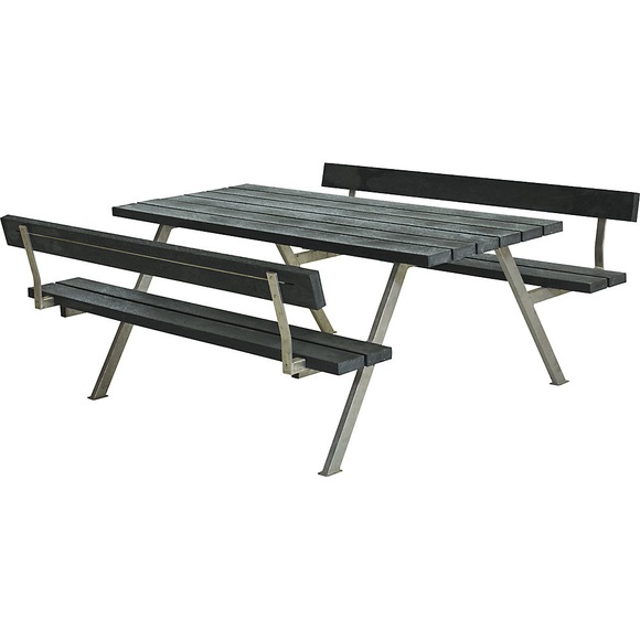 ALPHA Kombimöbel, LxT 1170 x 1850 mm, mit 2 Rückenlehnen, grau
