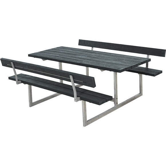BASIC Kombimöbel, LxT 1770 x 1770 mm, mit 2 Rückenlehnen, grau