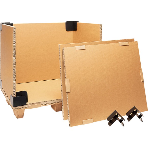 Transportbox mit Kufen, modular, braun, Innen-LxBxH 1134 x 734 x 979 mm
