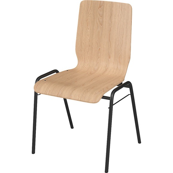 Holz-Schalenstuhl mit durchgehender Schale Gestell beschichtet, VE 4 Stk Holz Buche natur