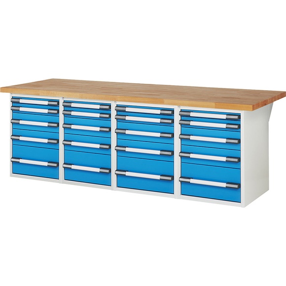 EUROKRAFTpro Werkbank, Baukastensystem, 20 Schubladen, BxT 2500 x 900 mm