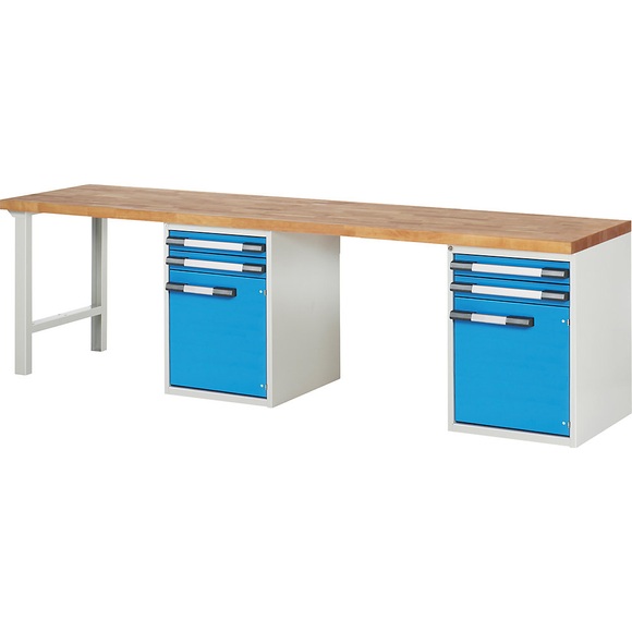 EUROKRAFTpro Werkbank, Baukastensystem, 4 Schubladen, 2 Türen, extrabreit, BxT 3000 x 700 mm