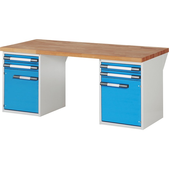 EUROKRAFTpro Werkbank, Baukastensystem, 4 Schubladen, 2 Türen, BxT 2000 x 900 mm