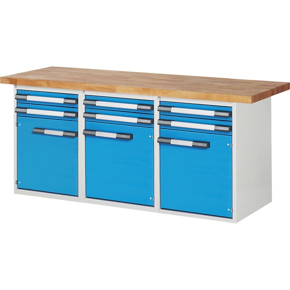 EUROKRAFTpro Werkbank, Baukastensystem, 6 Schubladen, 3 Türen, BxT 2000 x 700 mm