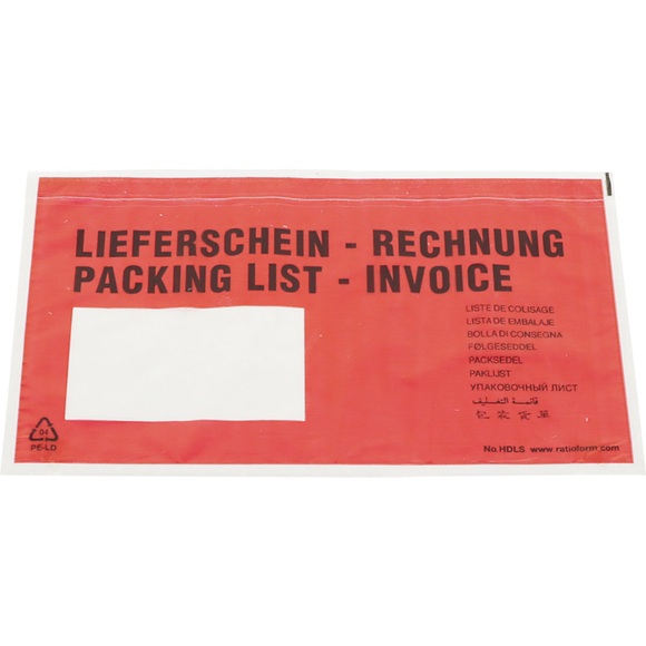 Recycling-Dokumententaschen, Aufdruck Lieferschein - Rechnung, VE 1000 Stk, LxB 240 x 140 mm