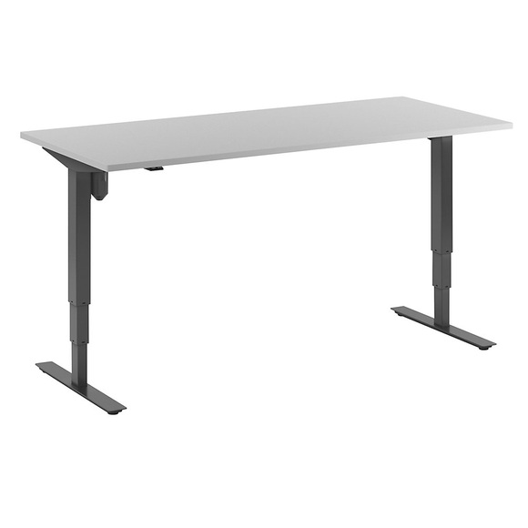 Schreibtisch Atlanta, elektrische Höhenverstellung, gerade, BxT 1800 x 800 mm, lichtgrau/schwarz