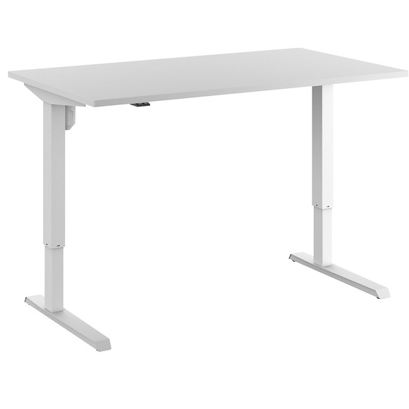 Schreibtisch Venla, elektrische Höhenverstellung, gerade, BxT 1400 x 800 mm, lichtgrau/weiß