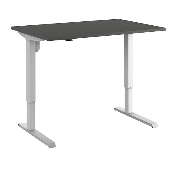 Schreibtisch Venla, elektrische Höhenverstellung, gerade, BxT 1200 x 800 mm, dunkelgrau/weiß