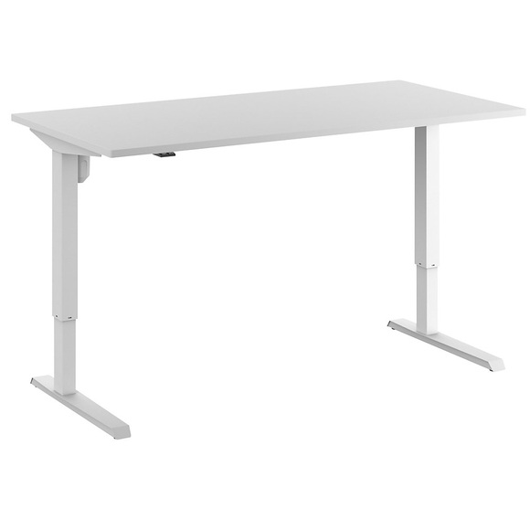 Schreibtisch Venla, elektrische Höhenverstellung, gerade, BxT 1600 x 800 mm, lichtgrau/weiß