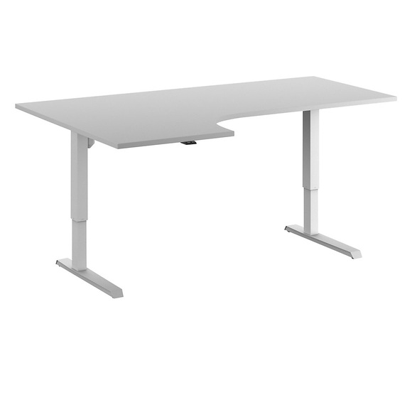 Eckschreibtisch Venla, elektrische Höhenverstellung, rechts, BxT 1800 x 1200 mm, lichtgrau/weiß