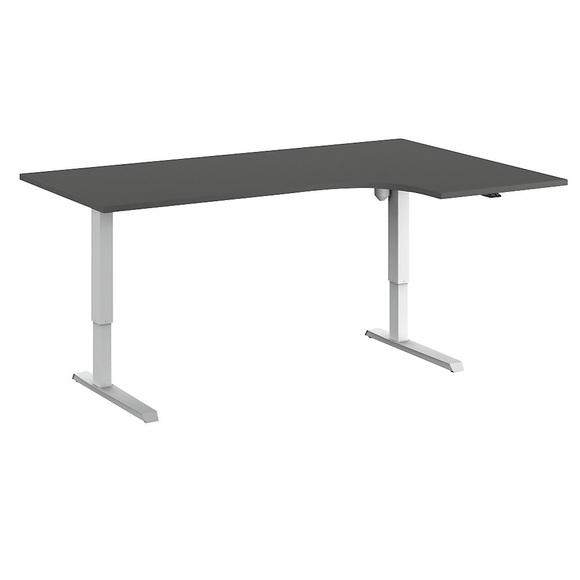 Eckschreibtisch Venla, elektrische Höhenverstellung, rechts, BxT 1800 x 1200 mm, dunkelgrau/weiß