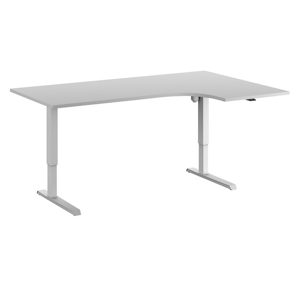 Eckschreibtisch Venla, elektrische Höhenverstellung, links, BxT 1800 x 1200 mm, lichtgrau/weiß