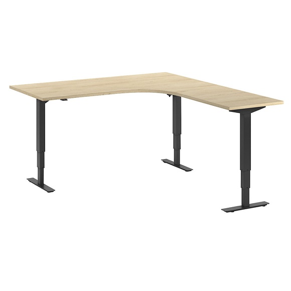 Eckschreibtisch Atlanta, elektrische Höhenverstellung, rechts, BxT 1800 x 2000 mm, Eiche/schwarz
