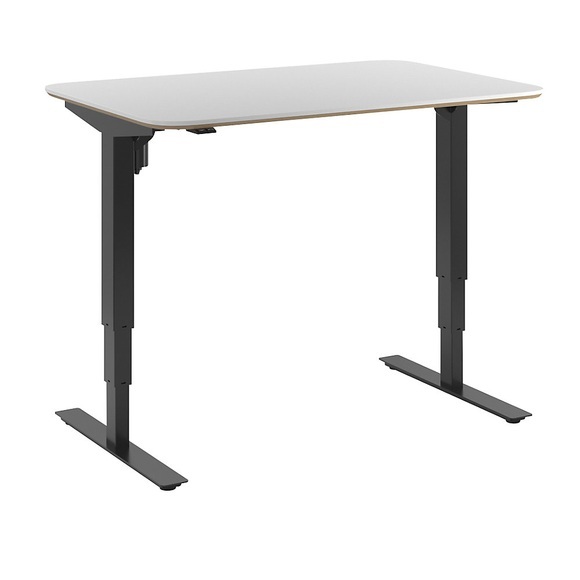 Schreibtisch Atlanta Trend, elektrisch höhenverstellbar, gerade, abgerundete Ecken, BxT 1200 x 800 mm, weiß/schwarz