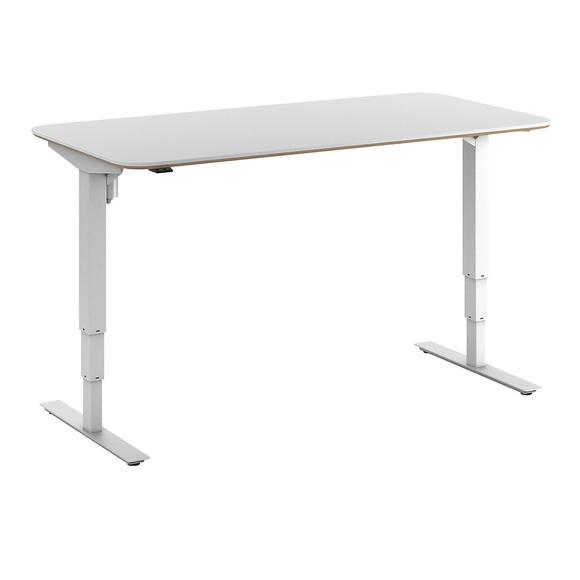 Schreibtisch Atlanta Trend, elektrisch höhenverstellbar, gerade, abgerundete Ecken, BxT 1600 x 800 mm, weiß/weiß