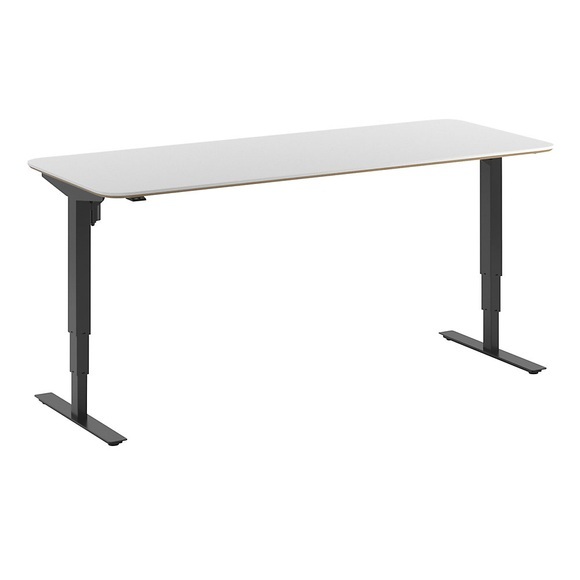 Schreibtisch Atlanta Trend, elektrisch höhenverstellbar, gerade, abgerundete Ecken, BxT 1800 x 800 mm, weiß/schwarz