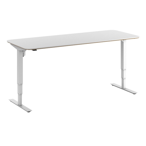 Schreibtisch Atlanta Trend, elektrisch höhenverstellbar, gerade, abgerundete Ecken, BxT 2000 x 800 mm, weiß/weiß