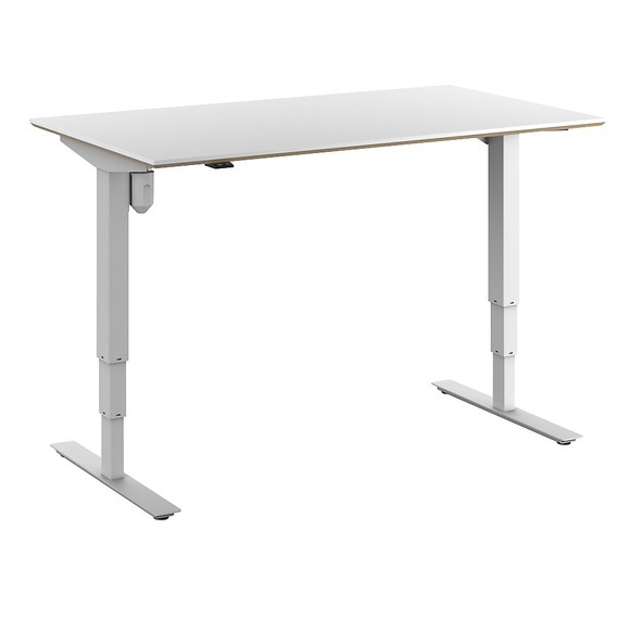 Schreibtisch Atlanta Trend, elektrisch höhenverstellbar, gerade, BxT 1400 x 800 mm, weiß/weiß