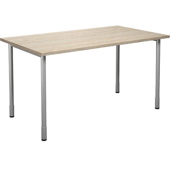 Mehrzwecktisch DUO-C, gerade Platte, BxT 1400 x 800 mm, Eiche, silber