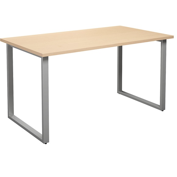 Mehrzwecktisch DUO-O, gerade Platte, BxT 1400 x 800 mm, Birke, silber