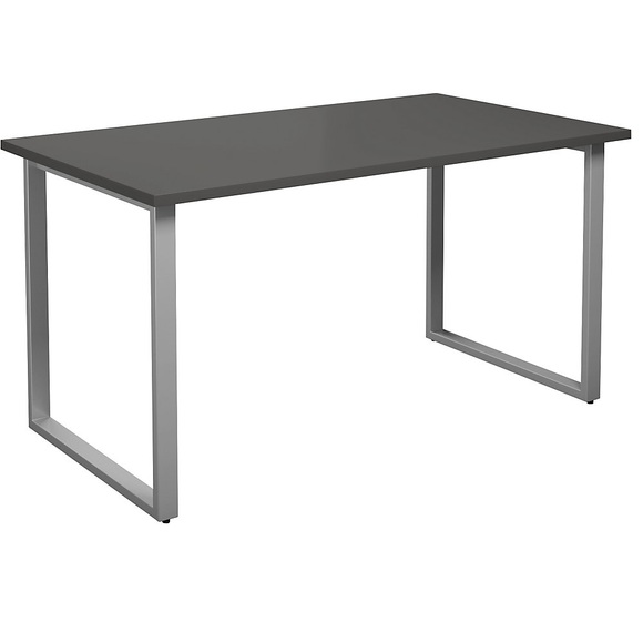 Mehrzwecktisch DUO-O, gerade Platte, BxT 1400 x 800 mm, dunkelgrau, silber