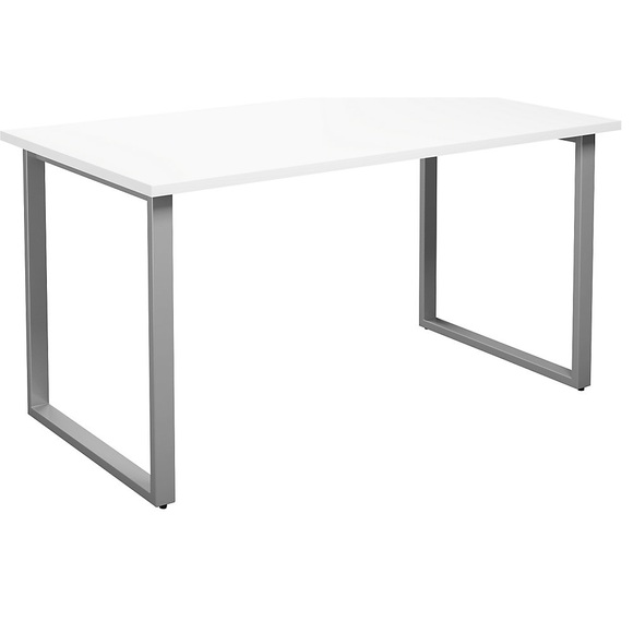 Mehrzwecktisch DUO-O, gerade Platte, BxT 1400 x 800 mm, weiß, silber