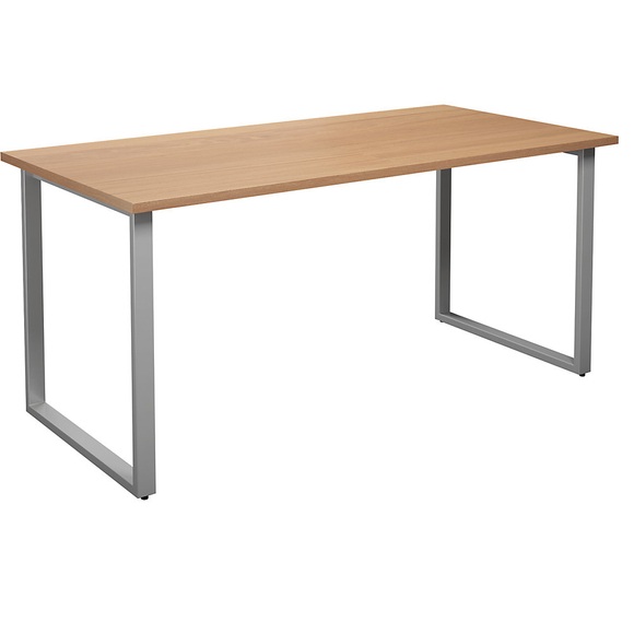 Mehrzwecktisch DUO-O, gerade Platte, BxT 1600 x 800 mm, Buche, silber