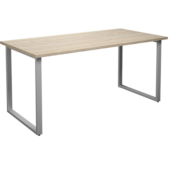 Mehrzwecktisch DUO-O, gerade Platte, BxT 1600 x 800 mm, Eiche, silber