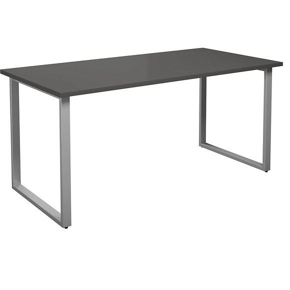 Mehrzwecktisch DUO-O, gerade Platte, BxT 1600 x 800 mm, dunkelgrau, silber
