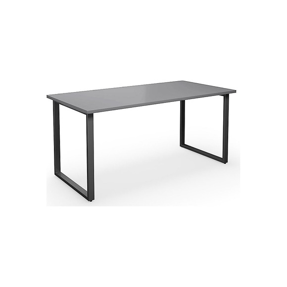 Mehrzwecktisch DUO-O, gerade Platte, BxT 1600 x 800 mm, lichtgrau, schwarz