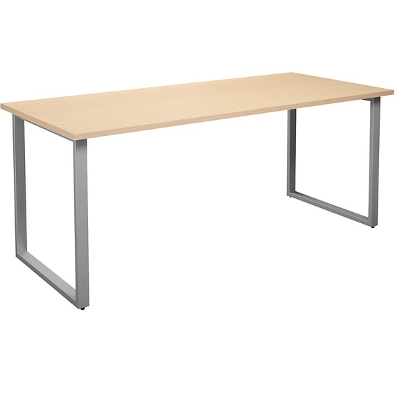Mehrzwecktisch DUO-O, gerade Platte, BxT 1800 x 800 mm, Birke, silber