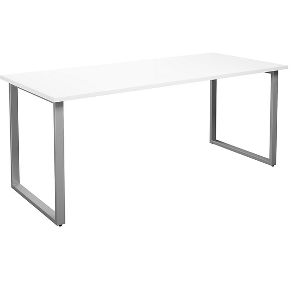 Mehrzwecktisch DUO-O, gerade Platte, BxT 1800 x 800 mm, weiß, silber