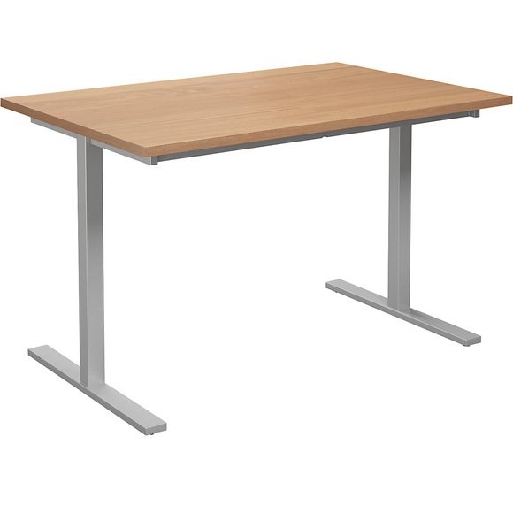 Mehrzwecktisch DUO-T, gerade Platte, BxT 1200 x 800 mm, Buche, silber