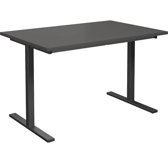 Mehrzwecktisch DUO-T, gerade Platte, BxT 1200 x 800 mm, dunkelgrau, schwarz