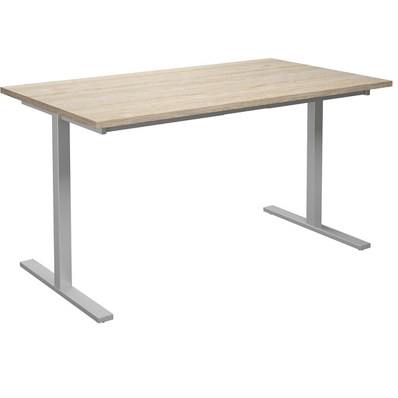 Mehrzwecktisch DUO-T, gerade Platte, BxT 1400 x 800 mm, Eiche, silber