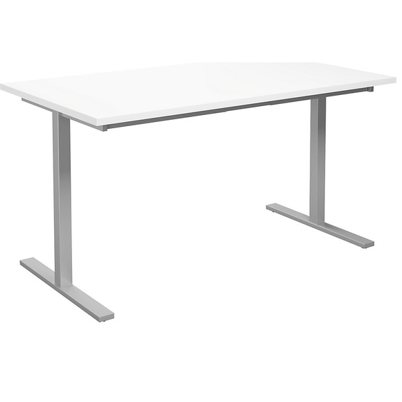 Mehrzwecktisch DUO-T, gerade Platte, BxT 1400 x 800 mm, weiß, silber
