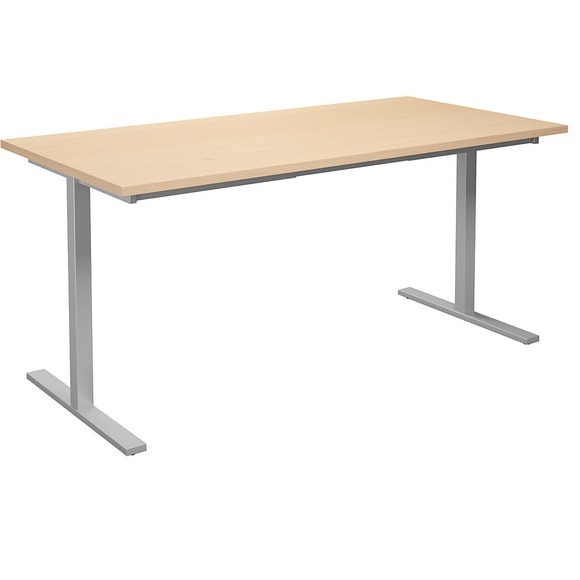 Mehrzwecktisch DUO-T, gerade Platte, BxT 1600 x 800 mm, Birke, silber
