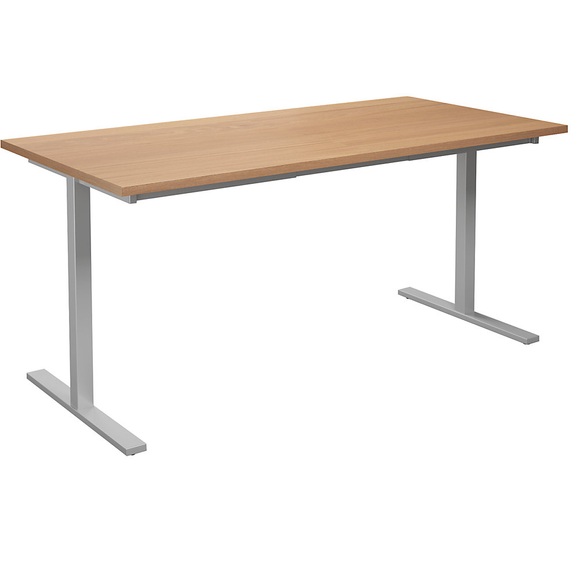 Mehrzwecktisch DUO-T, gerade Platte, BxT 1600 x 800 mm, Buche, silber