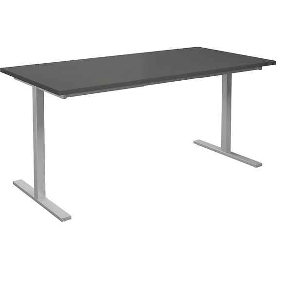 Mehrzwecktisch DUO-T, gerade Platte, BxT 1600 x 800 mm, dunkelgrau, silber