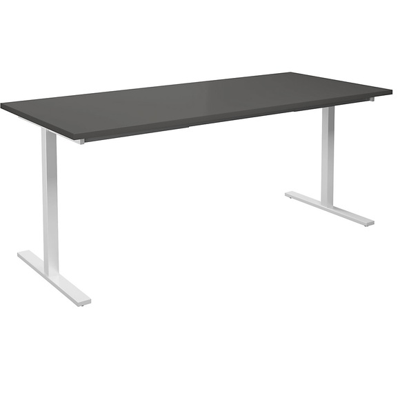 Mehrzwecktisch DUO-T, gerade Platte, BxT 1800 x 800 mm, dunkelgrau, weiß