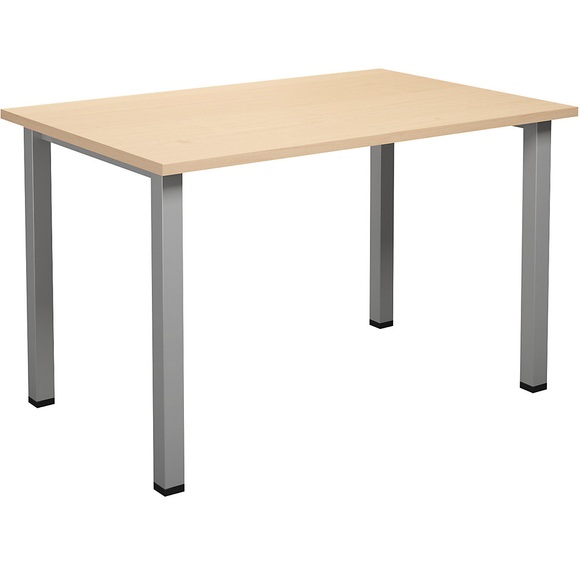 Mehrzwecktisch DUO-U, gerade Platte, BxT 1200 x 800 mm, Birke, silber